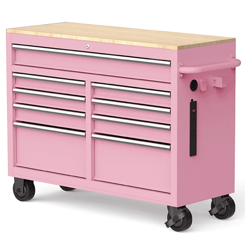 Workshop Tools Uses - Coffre à outils rose sur roulettes,